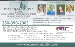 Welcome to Woodgrove Pines Wellness Clinic
Your Multi-Discipline, Sports Rehabilitation and Wellness Center in Nanaimo, BC